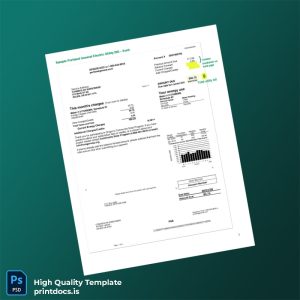 United States Portland General Electric Editable Utility Bill Template in Word and PDF formats