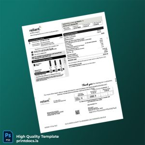 United States Reliant Energy Retail Services LLC Editable Electricity Bill Template in Word and PDF formats