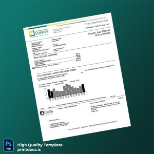 United States SCE Editable Utility Bill Template in Word and PDF formats