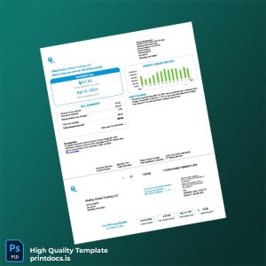 United States Shafiey Global Trading LLC Editable Utility Bill Template in Word and PDF formats