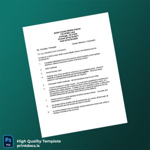 United States Smith County Middle School Editable Enrollment Guide Template in Word and PDF formats