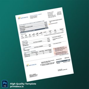 United States South Jersey Gas Editable Utility Bill Template in Word and PDF formats