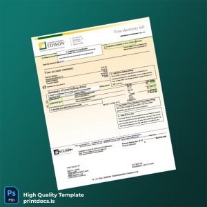 United States Southern California Edison Editable Electricity Bill Template in Word and PDF formats