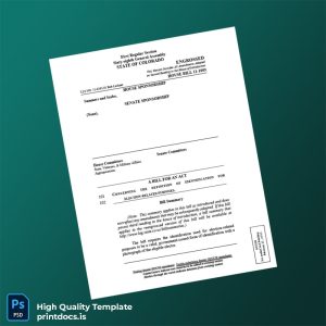 United States State Of Colorado Editable Bill Template in Word and PDF formats