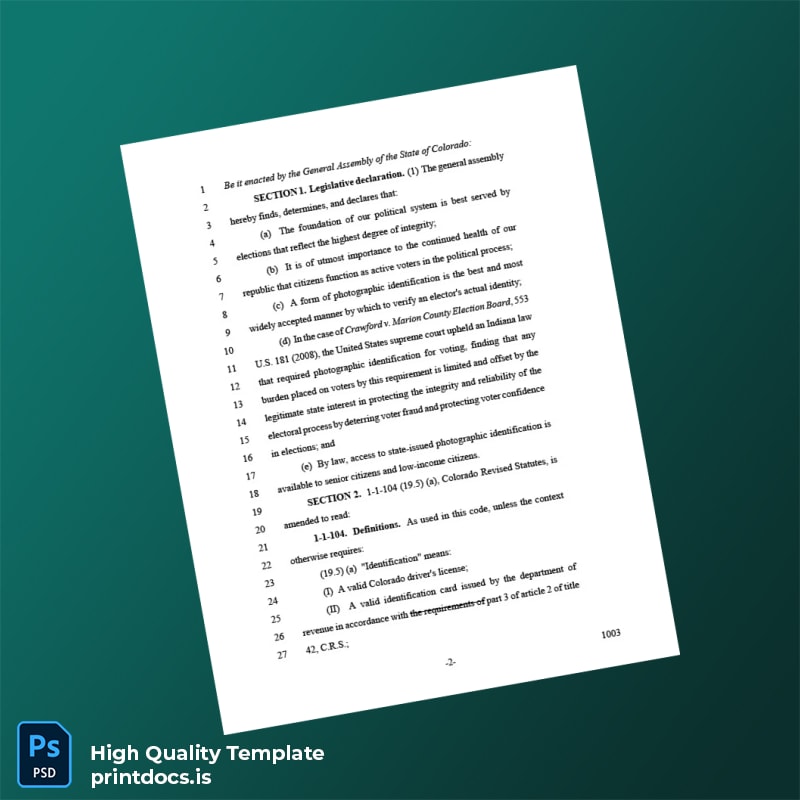 United States State Of Colorado Editable Bill Template in Word and PDF formats page 2