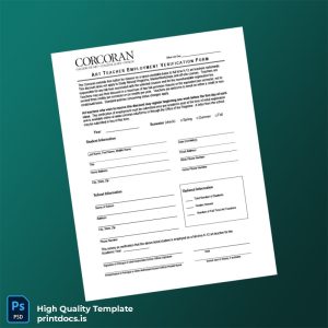 Printable United States The Corcoran Employment Verification Letter Template (Word & PDF) Image Preview - PrintDocs