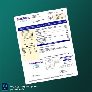 United States Think Energy Editable Utility Bill Template in Word and PDF formats