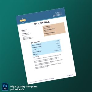 United States Unknown Editable Utility Bill Template in Word and PDF formats