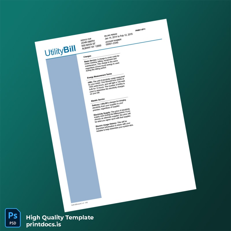 United States Utility Bill Editable Utility Bill Template in Word and PDF formats page 3
