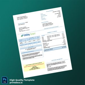 United States Utility Smart Editable Utility Bill Template in Word and PDF formats
