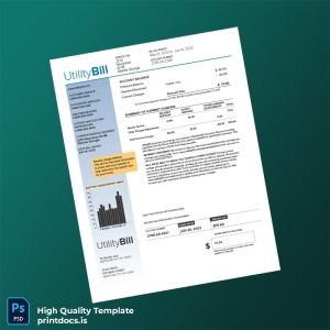 United States UtilityBill Editable Electricity Bill Template in Word and PDF formats