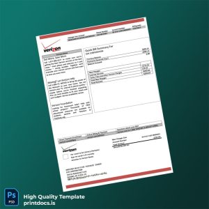 United States Verizon Editable Utility Bill Template in Word and PDF formats
