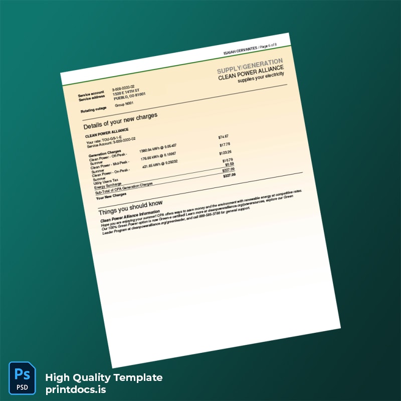 Utility Company Editable Utility Bill Template in Word and PDF formats page 6