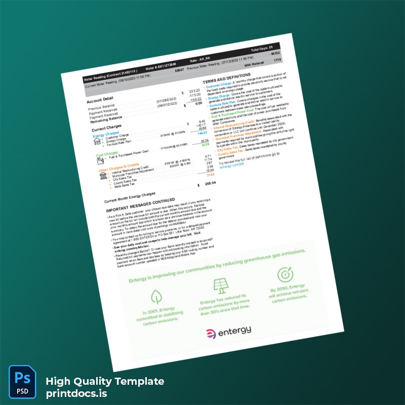 Utility Company Name Not Specified Editable Utility Bill Template in Word and PDF formats page 2