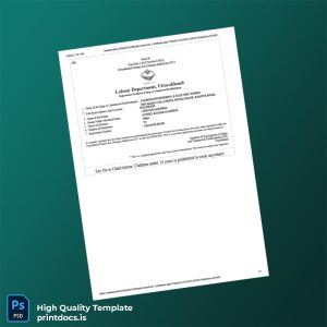 Printable Uttarakhand Labour Department Registration Certificate Template (Word & PDF) Image Preview - PrintDocs