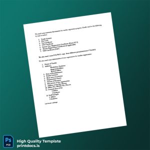 Printable Vendor Registration Certificate Template (Word & PDF) Image Preview - PrintDocs