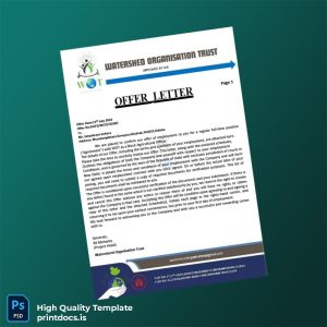 Printable Watershed Organisation Trust Employment Verification Letter Template (Word & PDF) Image Preview - PrintDocs