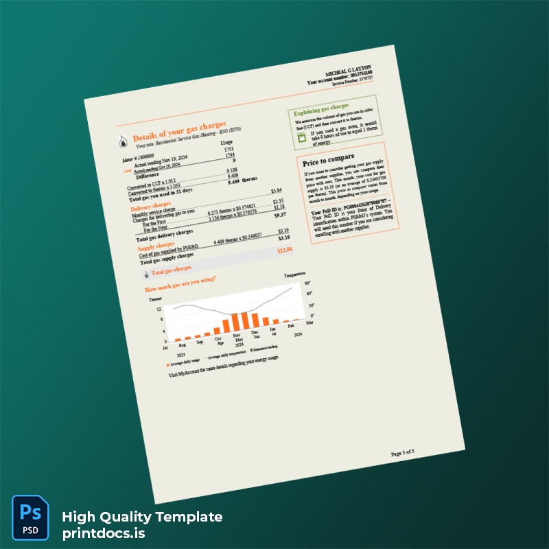 Watt Editable Utility Bill Template in Word and PDF formats page 3