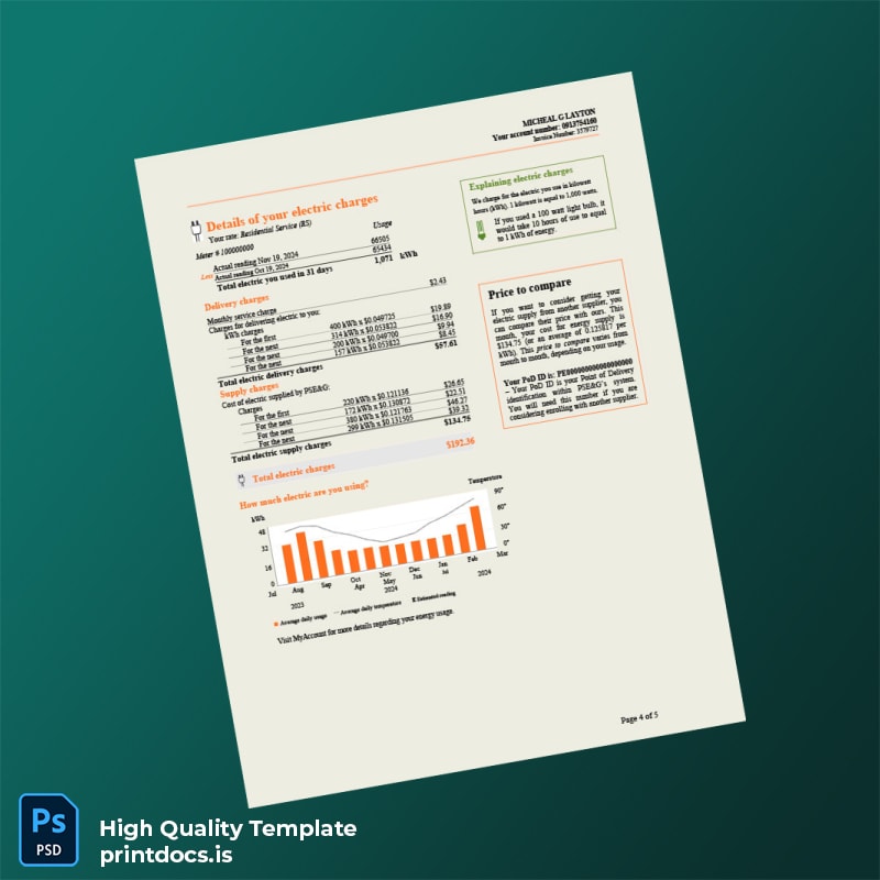 Watt Editable Utility Bill Template in Word and PDF formats page 4