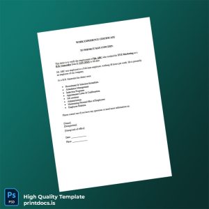 Printable XYZ Marketing Employment Verification Letter Template (Word & PDF) Image Preview - PrintDocs