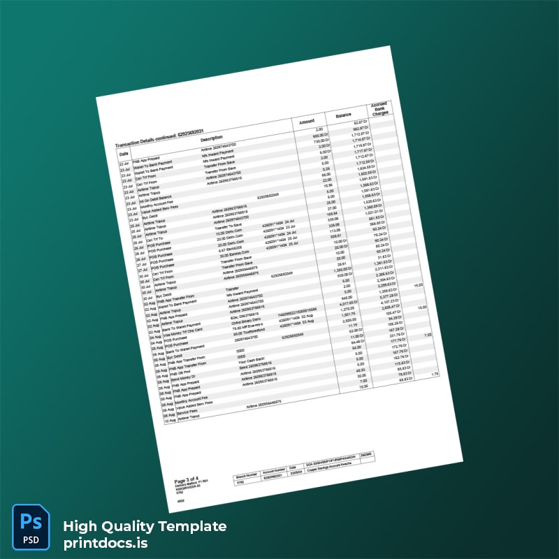 Zambia Bank Statement Template in Word and PDF formats page 3
