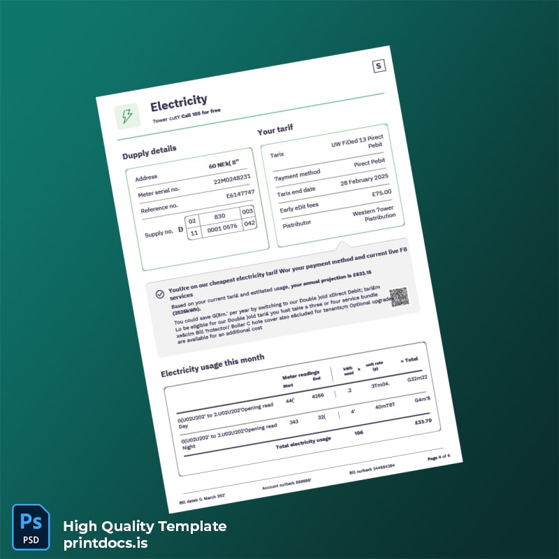 Zia-Ul-Mustafa Editable Utility Bill Template in Word and PDF formats page 4