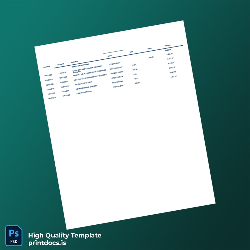 Zimbabwe Nostro FCA Domestic Retail Bank Bank Statement Template in Word and PDF formats page 3