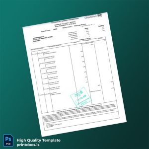 Zimbabwe Standard Chartered Bank Statement Template in Word and PDF formats