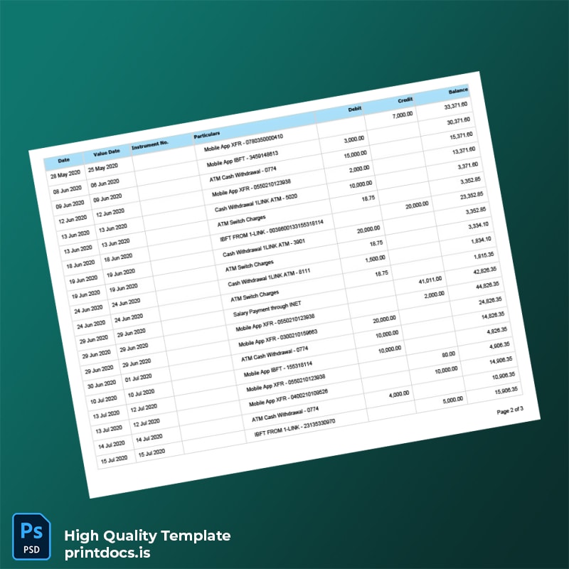 iNet Editable Bank Statement Template in Word and PDF formats page 2