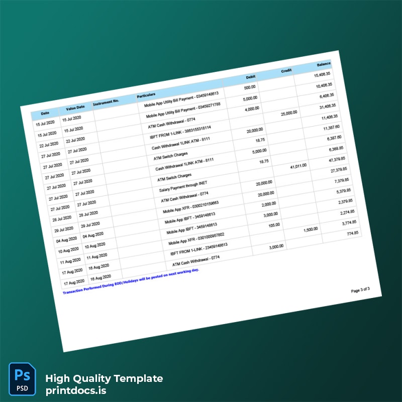 iNet Editable Bank Statement Template in Word and PDF formats page 3