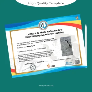 Printable Antarctica Environmental Campaign Certificate Image Preview - PrintDocs