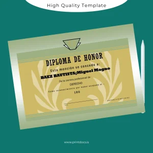 Printable Argentina Diploma of Honor Template Image Preview - PrintDocs