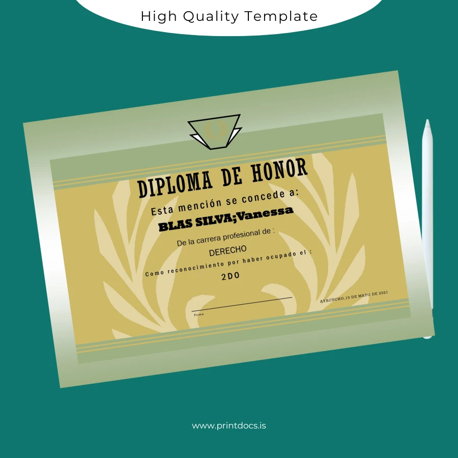 Printable Argentina Diploma of Honor Template page 2 Image Preview - PrintDocs