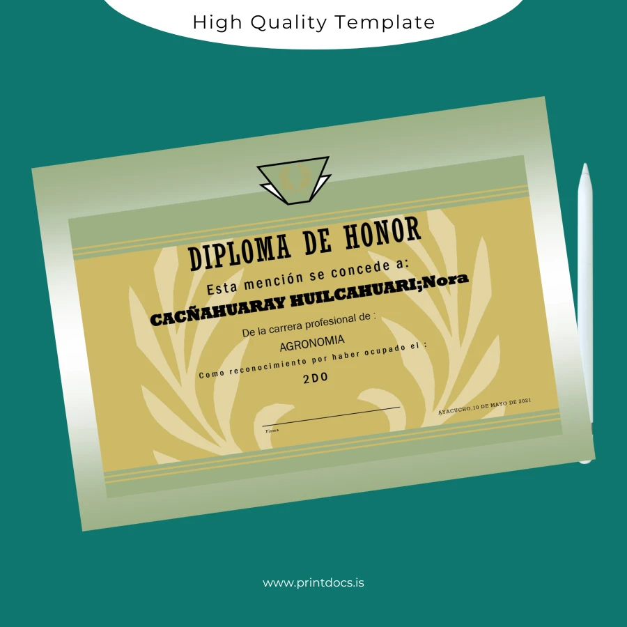 Printable Argentina Diploma of Honor Template page 4 Image Preview - PrintDocs