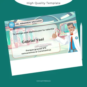 Printable Argentina Dr. Armando Vaccuno Diploma Template Image Preview - PrintDocs