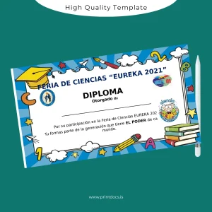 Printable Argentina Feria de Ciencias Eureka 2021 Diploma Template Image Preview - PrintDocs