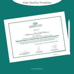 Printable Argentina Fundación Universidad de Ciencias Empresariales y Sociales Diploma in Communication in Educational Institutions Image Preview - PrintDocs