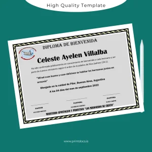 Printable Argentina Ministry Apostolic and Prophetic _The Missionaries of Christ_ Welcome Diploma Image Preview - PrintDocs