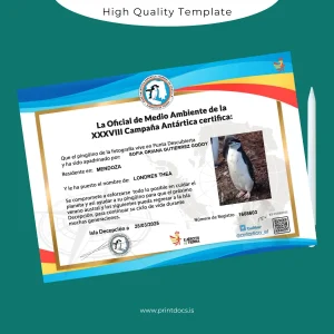 Printable Argentina Official Certificate of the XXXVIII Antarctic Campaign Image Preview - PrintDocs