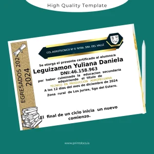 Printable Argentina Technical Institute Diploma in Agricultural Production Image Preview - PrintDocs