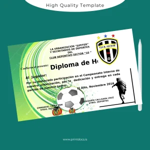 Printable Bolivia Club Deportivo Sector _10_ Honor Diploma Template Image Preview - PrintDocs