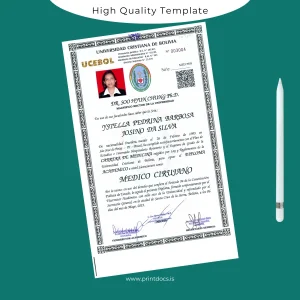 Printable Bolivia Universidad Cristiana de Bolivia Medical Surgeon Diploma Image Preview - PrintDocs
