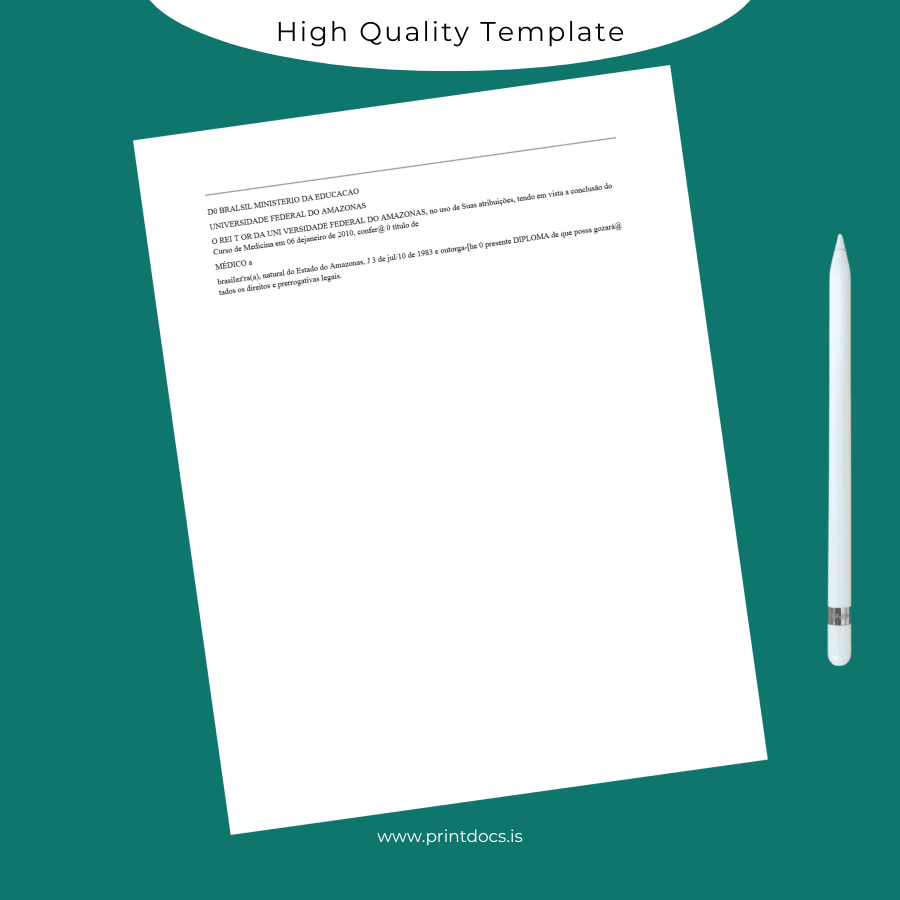 Printable Brazil Amazônia University Medicine Diploma page 2 Image Preview - PrintDocs