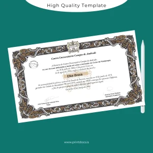 Printable Brazil Centro Universitário Campos de Andrade Bachelor of Physiotherapy Template Image Preview - PrintDocs