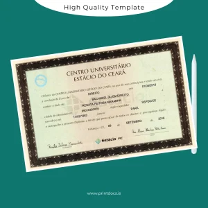 Printable Brazil Centro Universitário Estácio do Ceará Bachelor of Law Degree Certificate Image Preview - PrintDocs