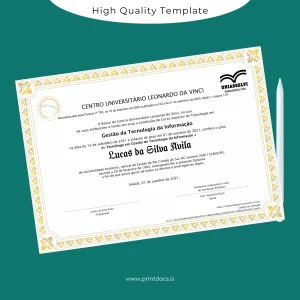 Printable Brazil Centro Universitário Leonardo da Vinci Technology Degree in Information Technology Diploma Image Preview - PrintDocs
