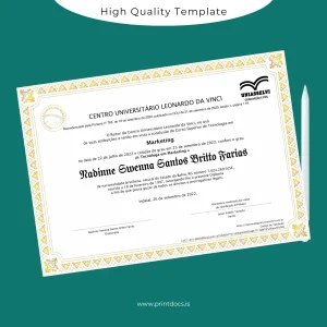Printable Brazil Centro Universitário Leonardo da Vinci Technology Degree in Marketing Template Image Preview - PrintDocs