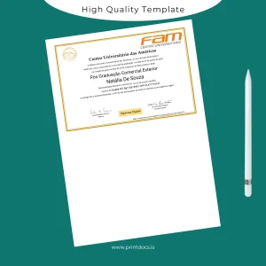 Printable Brazil Centro Universitário das Américas Postgraduate Diploma in International Business Image Preview - PrintDocs