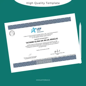 Printable Brazil Centro Universitário do Distrito Federal Bachelor of Nursing Template Image Preview - PrintDocs