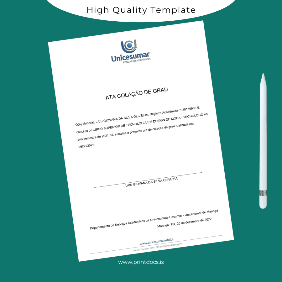 Printable Brazil Cesumar University Technologist Diploma in Fashion Design page 2 Image Preview - PrintDocs